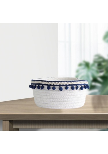 Suntek Güzel Yumuşak Depolama Sepeti Dokuma Pamuk İpliği Yün Lacivert Peluş Top Lacivert