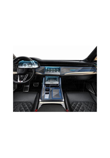 Yeni Audi Q7 Navigasyon Dijital Gösterge 9h Nano Ve Piano Black Uyumlu Tpu Koruyucu 8li Set