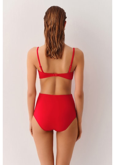 Suwen Metal Aksesuarlı Straplez Bikini Üst Sbn25540c082 Kırmızı