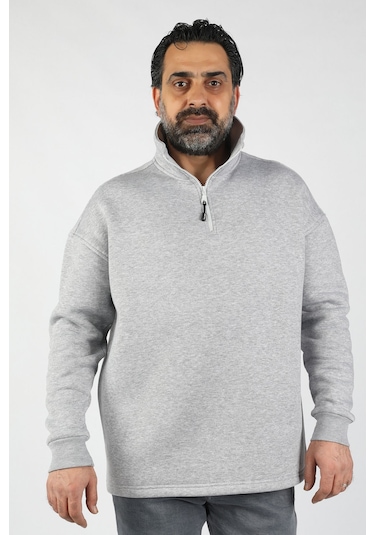 Balins Unisex Balıkçı Yaka Gri Sweatshirt Gri