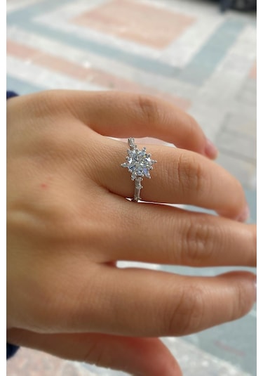 Gümüş Lotus Çiçeği Tek Taş Yüzük Diğer