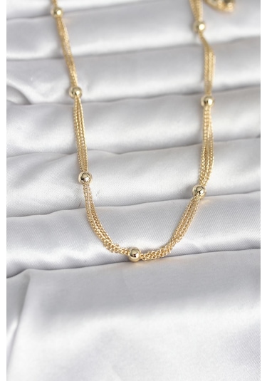 CM 14k Gold Renk Topçuk Model 60 CM Kadın Kolye Tj-bko10992 Tdrtr