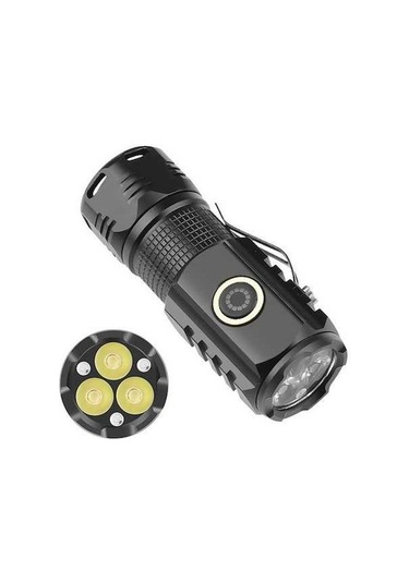 Ebitda 3led Tip-c Şarjlı Mini El Feneri, Usb İle Pil Gerekmez, 500 Lümen, Su Geçirmez, Kalem Klipsi Çok Renkli