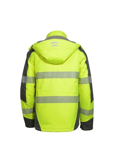 Reflektörlü Su Geçirmez Termal Softshell İş Montu Sarı Sarı