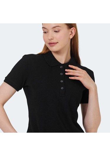 Slazenger VERA I Kadın Polo Yaka Siyah Tişört