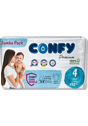 Confy Premium 4 Numara Bebek Bezi Maxi 7 - 14 KG 192 Adet