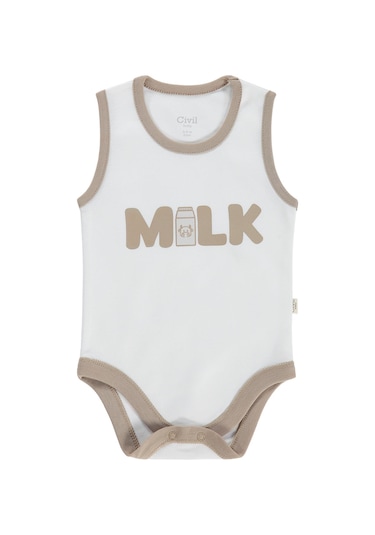 Civil Baby Milk Baskılı 2'li Set 3-18 Ay Çıtçıtlı Badi - Ekru