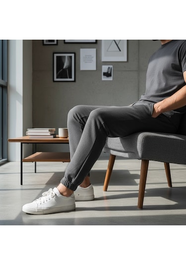 Noxly Jogger Eşofman Altı Lastik Paça Üç İplik Antrasit