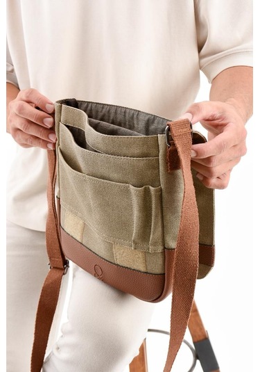 Kanvas Kumaş Tablet Çantası Erkek Postacı Çanta 27 23 Cm Çapraz Askılı Omuz Çantası Krem