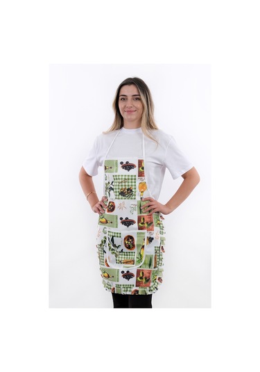 Jarse Frilly İkili Paket Sıvı Geçirmez Su Geçirmez Mutfak Önlüğü Zeytin