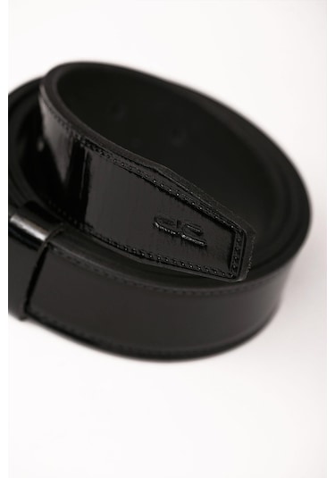 Erkek Hakiki Gerçek Klasik Deri Kemer Rugan Siyah 112517 001