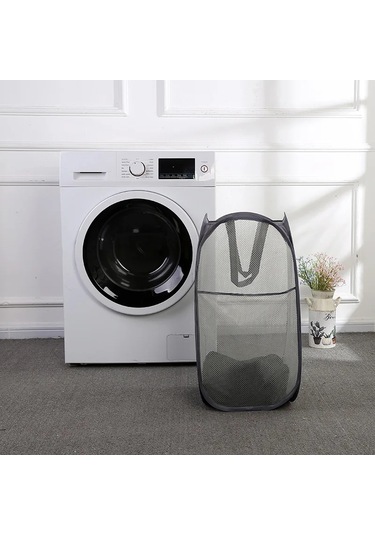 Yuqing Büyük Kapasiteli Kirli Elbise Sepeti Depolama Kovası Örgü Beyaz