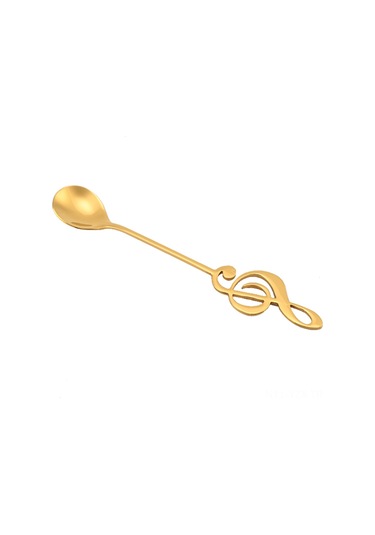 Yaozixa Müzik Notası Desenli 304 Paslanmaz Çelik Kahve Çorbası Tatlı Karıştırıcı Kaşık Altın - Ev Dekor Hediye Altın