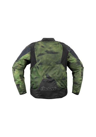 Icon Overlord 3 Mesh Camo Korumalı Motosiklet Montu Siyah Yeşil