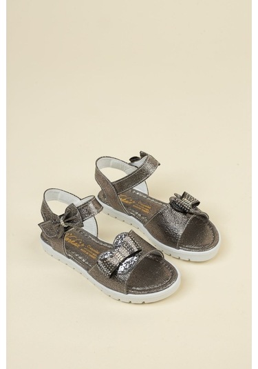 Gimer - Termo Taban Fiyonklu Kız Çocuk Sandalet - Vrkn1409G Platin