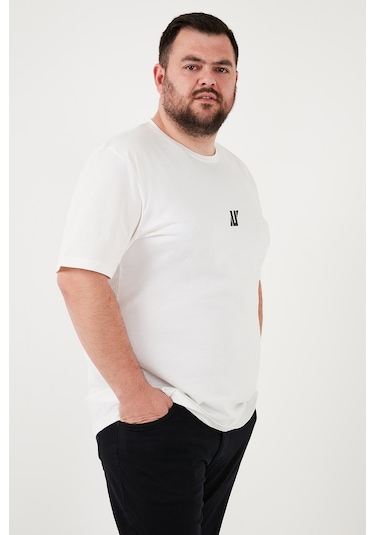 Buratti Pamuklu Regular Fit Bisiklet Yaka Büyük Beden Erkek T Shirt 5902753B Beyaz