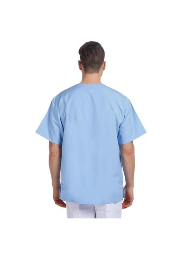 V Yaka Ceket Kısa Kol Açık Mavi