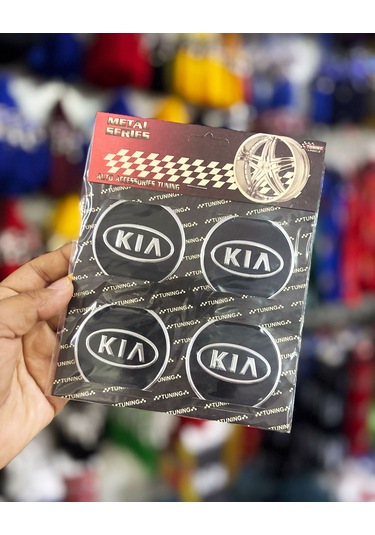 Universal Araç Uyumlu, Kia Jant Göbeği Arması, Sticker 4'lü Set 60mm Gümüş