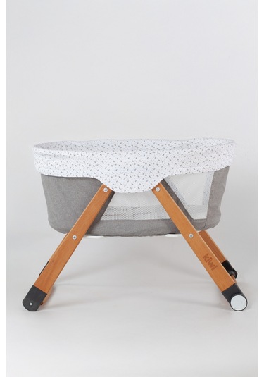 Kiwi Sleeper Anne Yanı Beşik, Portatif, Sallanır, Katlanır, Tekerlekli Bebek Beşiği - Luna Desen Vizon