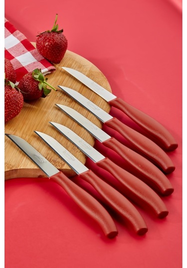 Cooker 6 Lı Lüx Paslanmaz Çelik Sebze Ve Meyve Bıçağı Kırmızı