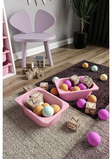 %100 Mdf - Xl Duo 16 Sepetli Oyuncak Dolabı Pembe