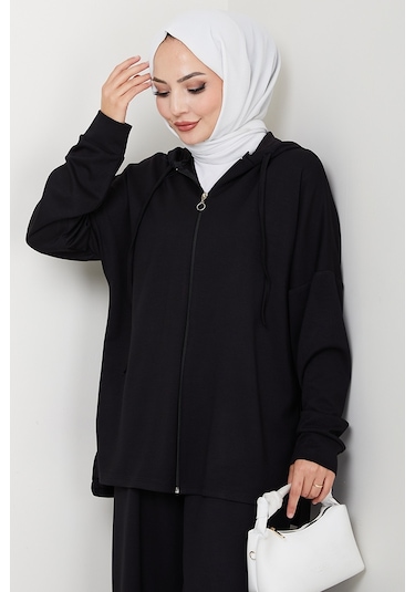 Kapüşonlu Oysho İkili Takım 1609 - Siyah Siyah