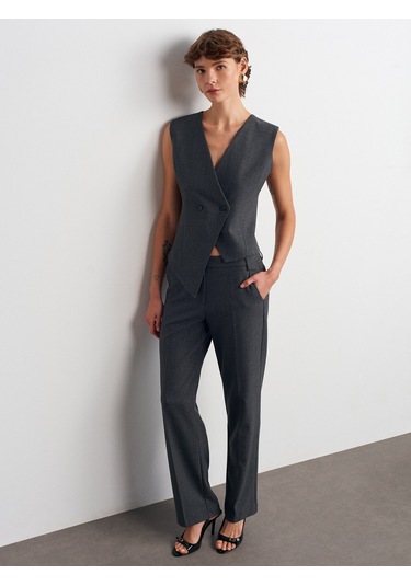 Dilvin 60599 Asimetrik Yelek-antrasit Antrasit