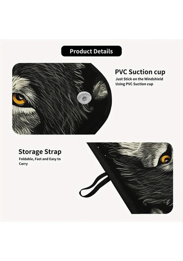 Xuweiwei 1 Adet Wolf Face Araba Rüzgarlık Güneşlik 144x70cm 56x275inç Polyester Kumaş Tüm Araçlar Suv Kamyon Van