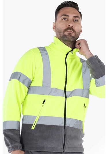 Neon Polar Ceket Sarı - Gri