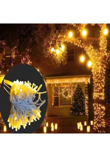 10m 100 Led Ip65 Dış Mekan Led Işık Beyaz Kablo Sarı