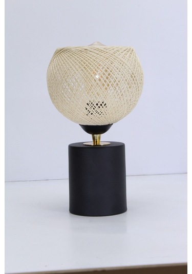 Badem Masa Abajuru Gece Lambası Yatak Başı Aydınlatma Dekoratif Lamba Krem Siyah