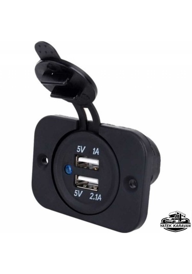Kapaklı Marin İkili Usb Soketi 12v Yatek Karavan Tekne