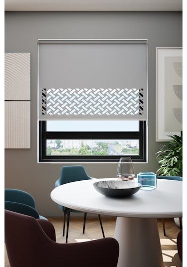 Lazer Kesim Mat Stor Perde, Lazer Kesimli Klasik Serisi, C-7004 Antrasit Renk Antrasit