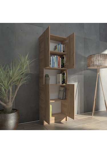 Kuta Flat56 Kitaplık 4 Kapaklı Kütüphane Çok Amaçlı Dolap (498407568)