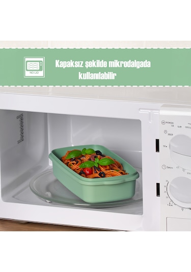 Porsima 5315 Kilitli Sızdırmaz Kapaklı Hava Tahliye Contalı Çok Amaçlı 3lü Dikdörtgen Erzak Yiyecek Saklama Kabı Seti Yeşil - 1000-1700-2800ml Yeşil