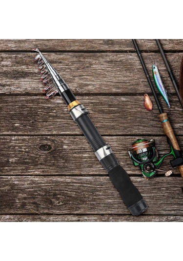 Lemestar Siyah Taşınabilir Spinning Balıkçılık Kamışı - 1.0m'den 2.3m'ye Farklı Boyutlar, Buz Ve Deniz Balıkçılığı İçin Uygun
