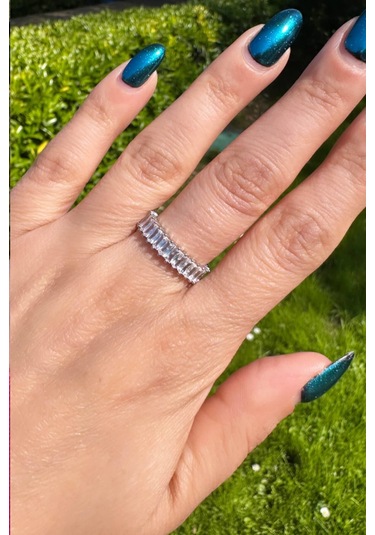 Baget Taşlı Ayarlanabilir Yüzük - Silver Renk Gümüş