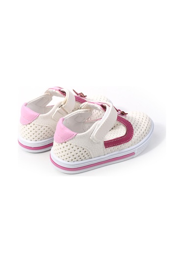 Şirin Bebe 2078 Kız Bebek Ortopedik Ayakkabı Sandalet Beyaz-Pembe