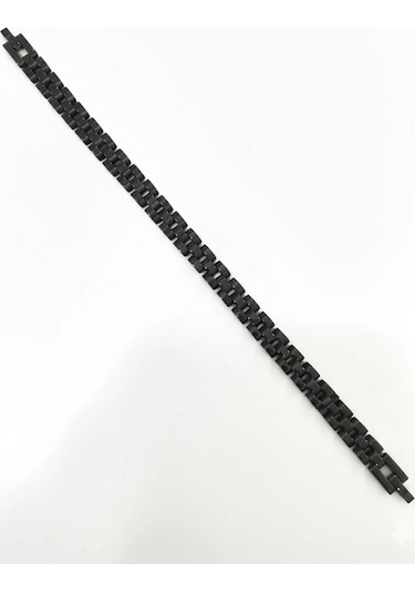 Siyah Çelik Erkek Çelik Bileklik Boy 21.5 Cm / En 0.8 Mm - Ebl0076 Çok Renkli