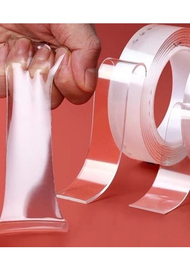2 Metre X 3 Cm Şeffaf Güçlü Nano Çift Taraflı Silikon Jel Yapıştırıcı Bant