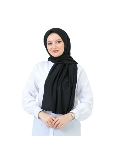 Şal Zarif Başörtüsü Eşarp Tesettür Giyim Uzun Abiyelik Siyah