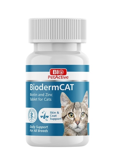 Bio Petactive Biodermcat Kediler İçin Biotin Ve Çinko Tableti 30 G 100 Tablet