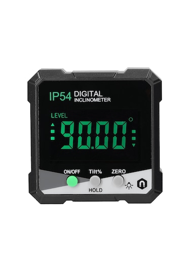 Kangvka Yeşil Ip54 Dijital Eğim Ölçer, 4x90 Aralık, Lcd Işıklı Ekran, Tek Taraflı Manyetik, Mutlak/ilişkisel Ölçüm, Veri Tutma Fonksiyonu