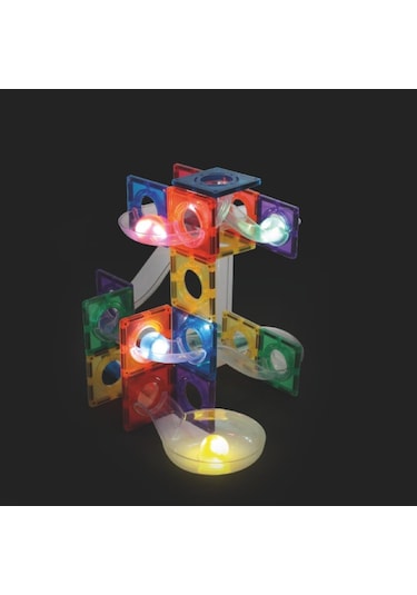 Cleverclixx Ball Run Dazzling Lights Pack Manyetik Bloklar, Intense 100 Parça
