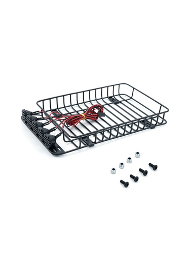 Tenfowee Led Işıklı Metal Çatı Bagaj Rafı - 1/10 Scx10 Trx4 4102 Uyumlu Far Kapaklı