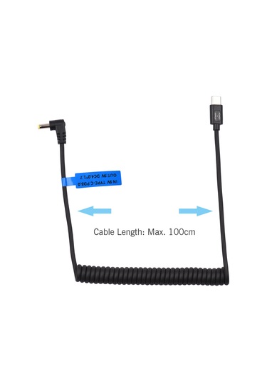 Symbee 9v Dc4.0x1.7mm Usb Type-c Pd3.0 Adaptör Kablosu, 1 Metre Uzunluk, Siyah Yaylı Akım Kablosu