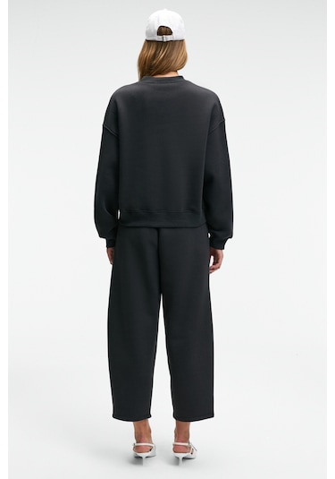 SERENYA Kadın Pamuklu Etiket Detaylı Bisiklet Yaka Antrasit Sweatshirt