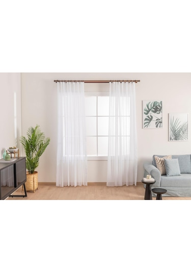 Beyaz Keten Tül Perde Yüksek Kalite Sık Pile 1'e 3 Pile-beyaz Beyaz