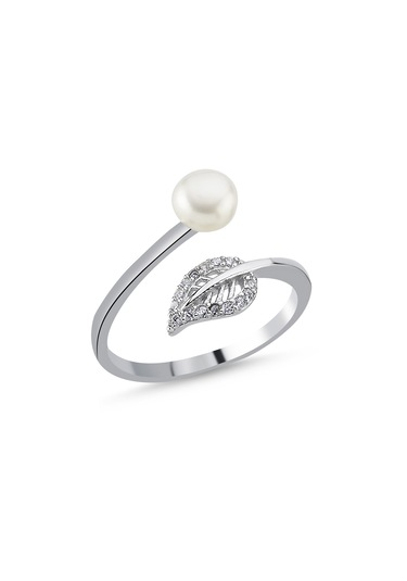 925 Ayar Gümüş Yaprak Zirkon Taşlı Ayarlanabilir Yüzük