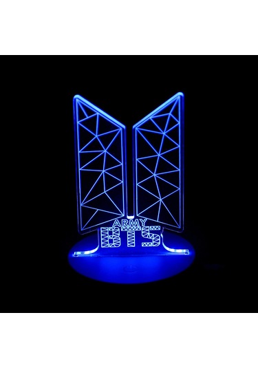 Skycity Bts Army Hediyesi 16 Renkli Akrilik Led Masa Lambası, Usb Ve Uzaktan Kumanda İle Yatak Odası Işığı 14x6cm Beyaz